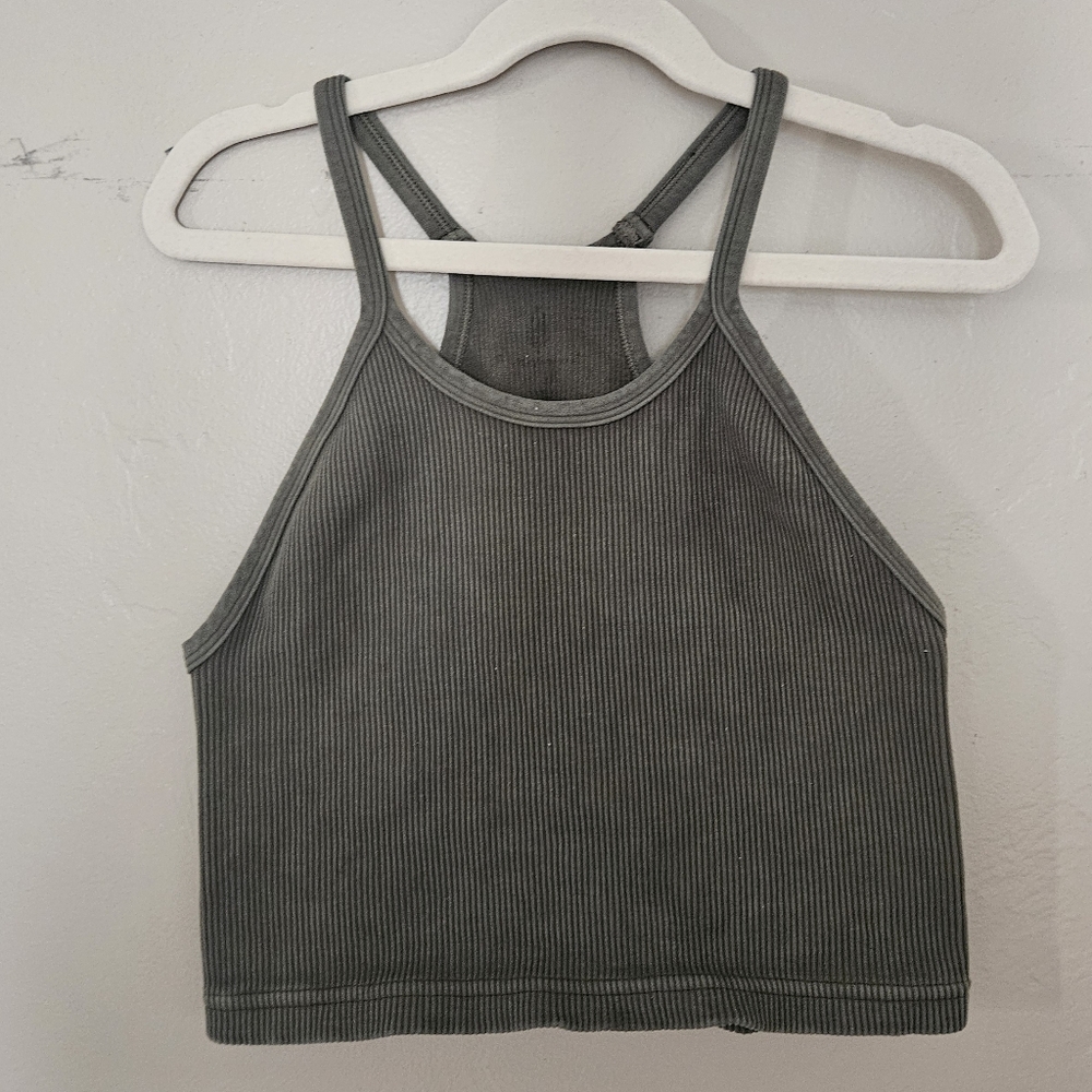 Free People Happiness Runs Cropped Tank Size Large Olive Green